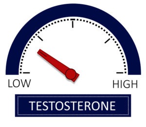 testosterone meter with the needle pointing to low